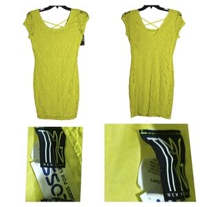 B. Smart New York Lace Bodycon Dress in Neon Yellow